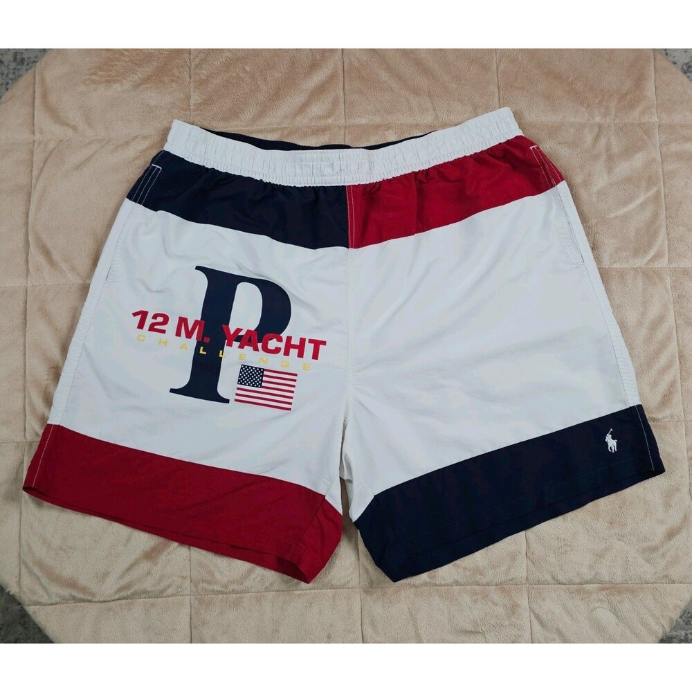 Polo Ralph Lauren 12M Yacht Challenge Swim Trunks Shorts Mens XLT Colorblock